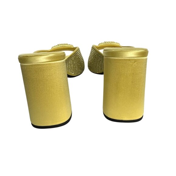 Prada Satin Crystal 1XX642 Ananas Yellow Slide Heel Mules Sandals, 36 & 38 - Picture 5 of 14